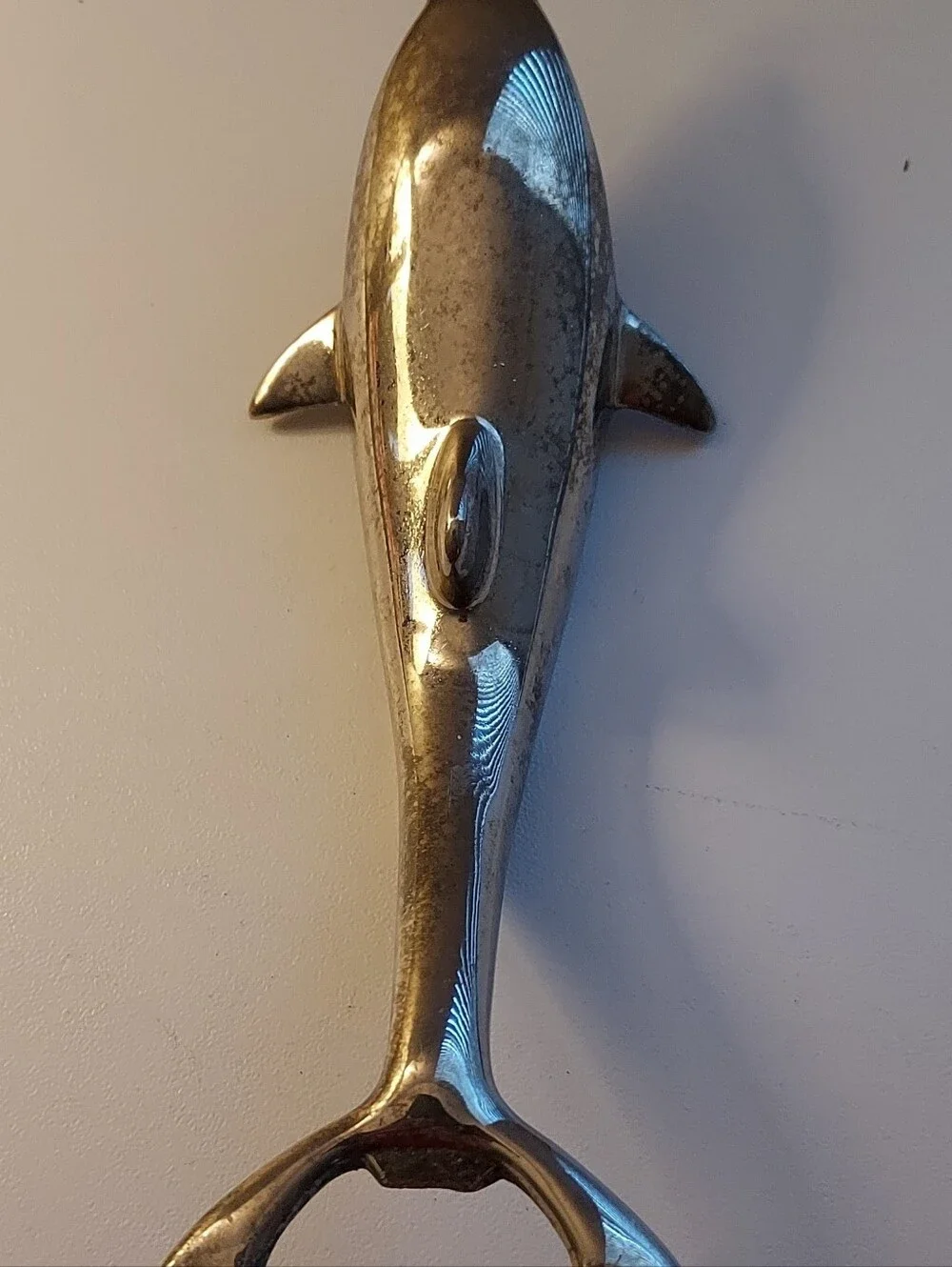 Dolphin Silver Plated Porpoise Flip Screw Cap Bottle Opener Vintage Read
